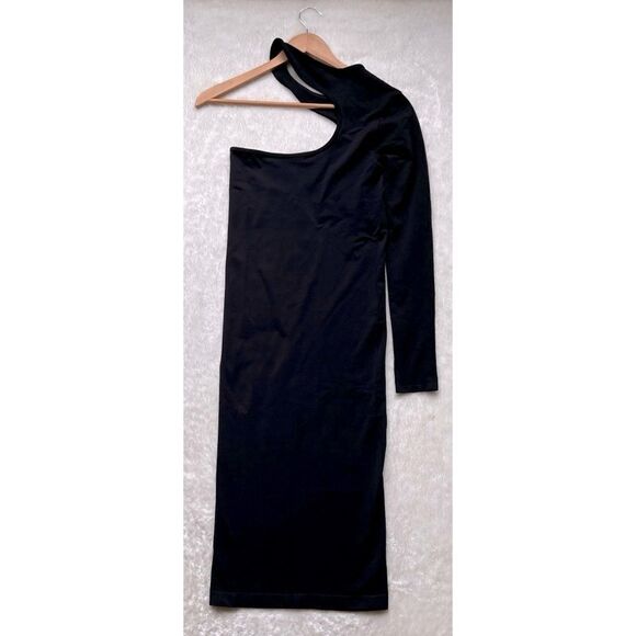 NWT HELMUT LANG Seamless Jersey Nylon Core Cutout Midi Dress in Black, Size XS/S - Picture 15 of 16